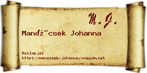 Manácsek Johanna névjegykártya